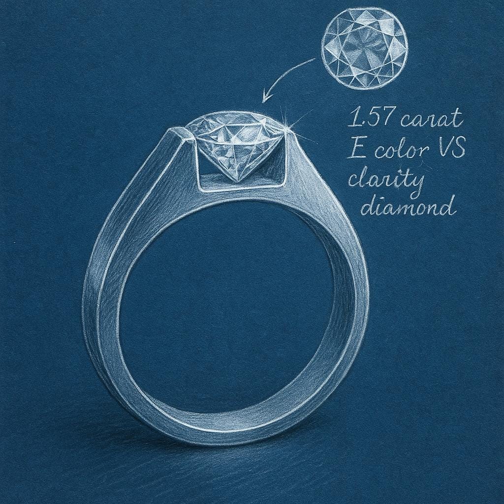 Men’s Solitaire Diamond Ring | Lab-Grown or Moissanite | 1.50–1.60 Ct | Custom Gold or 925 Silver Band | Engagement or Wedding Jewelry