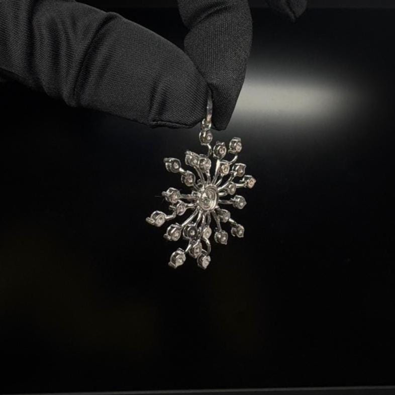Elegant Snowflake Pendant | Lab-Grown Diamond Necklace | Sterling Silver | Statement Winter Jewelry | Handmade Jewelry | Gift for Her