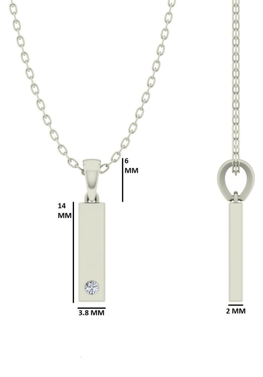Men's Bar Pendant in Sterling Silver | 0.04 CT Lab-Grown Diamond | Simple Men's Pendant | S925 | Personalized Gift for Him