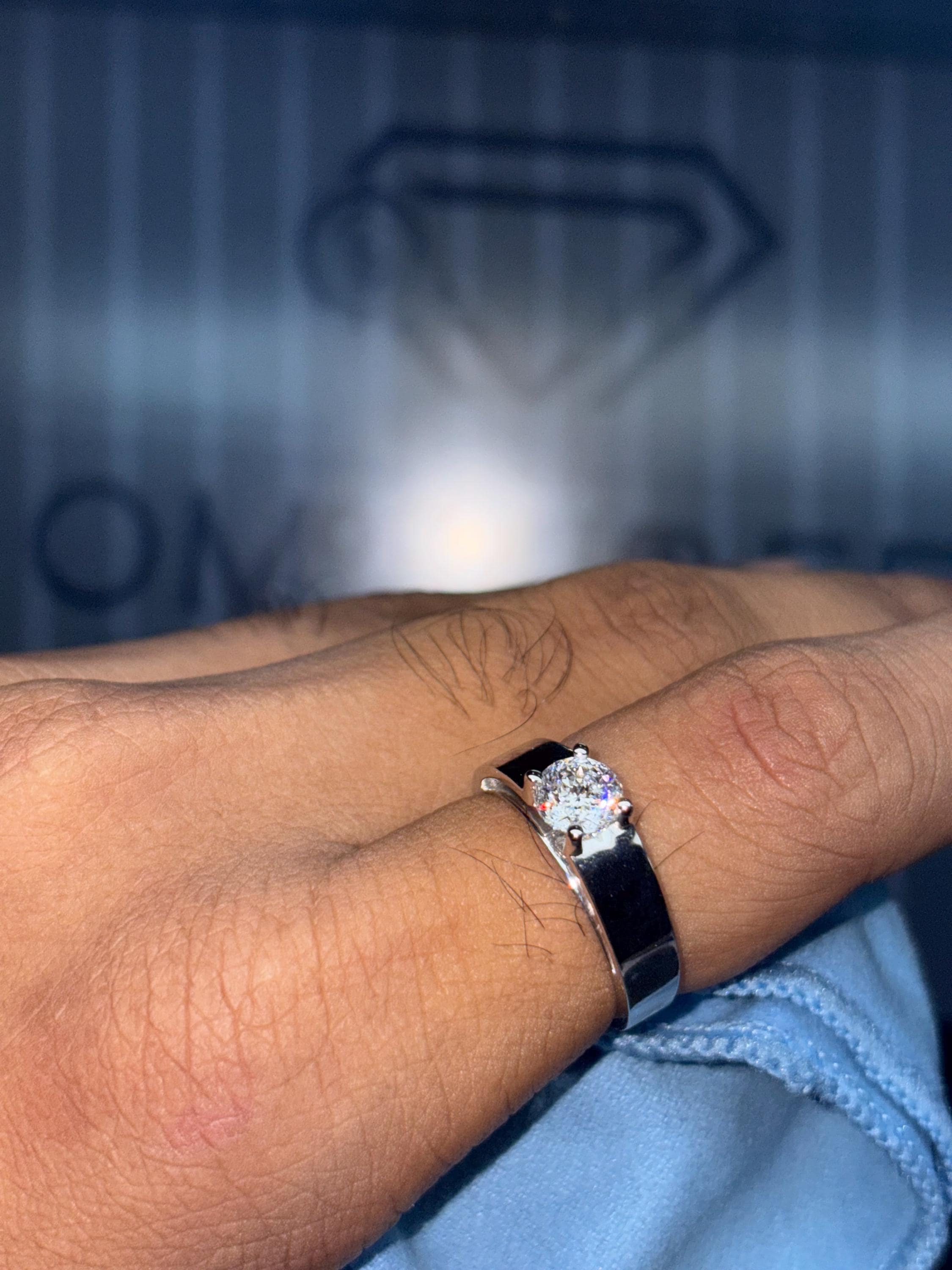 Men’s Portuguese Cut Diamond Ring | 925 Silver / Gold | Rare Lab Diamond | Engagement Ring | Gift for Him