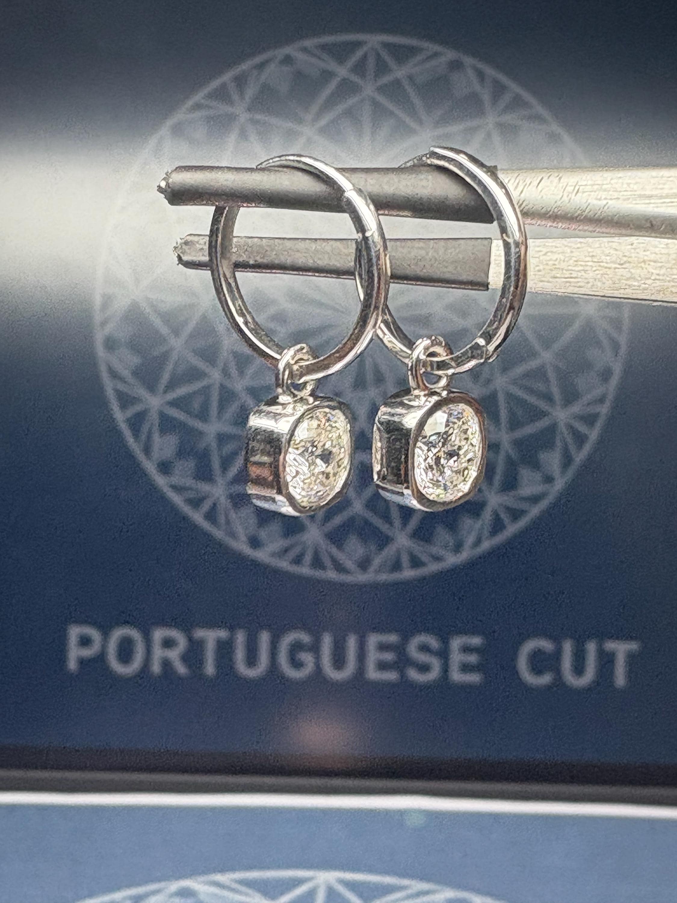 Portuguese Cut Diamond Hoop Earrings – Dainty Solitaire Drop Earrings | 925 Silver | IGI Certified On Req | Handmade Luxury Gift for Her