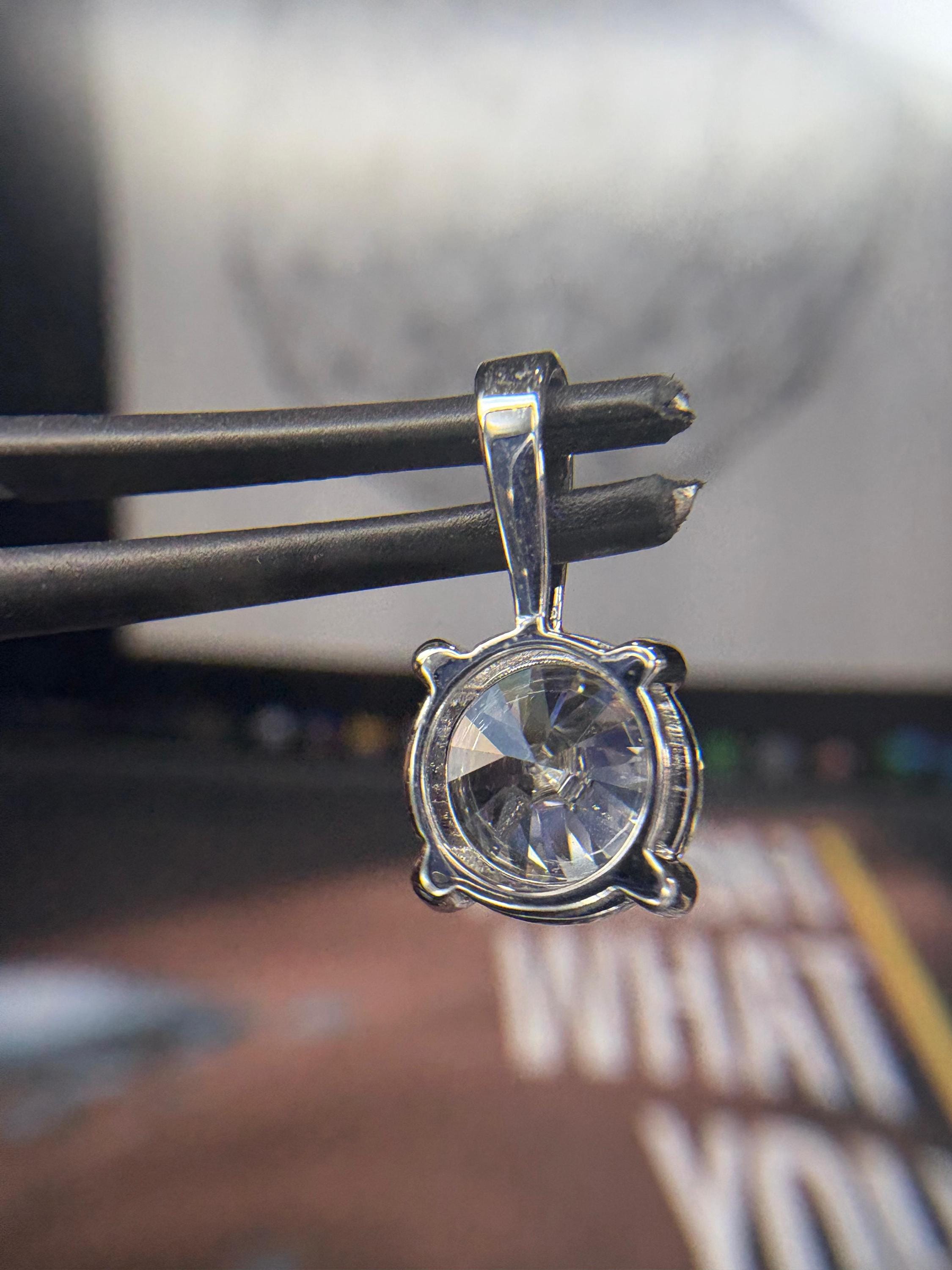 Portuguese Cut Solitaire Diamond Pendant – Classic Round Bezel Setting | S925 Silver Necklace